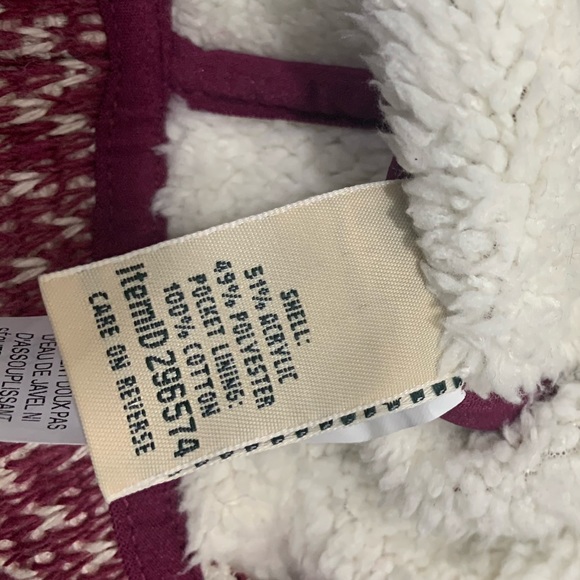 LL Bean Red Sherpa Womens Sweater Size XS Fullzip - Picture 6 of 7